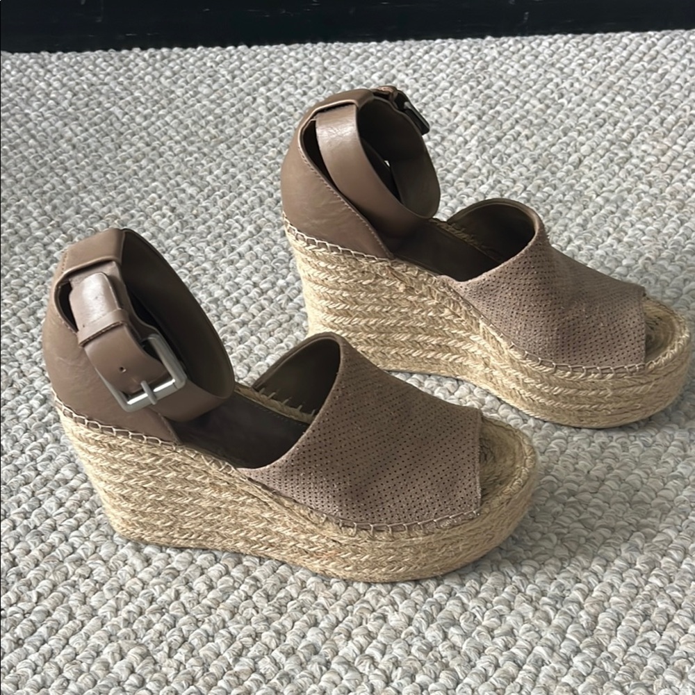 Marc Fisher Brown Espadrille Wedges